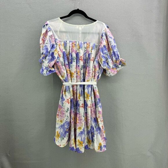 NWT Umgee Women's Multicolor Floral Puff Sleeve Pleated Ruffle Mini Dress Small - Picture 8 of 10